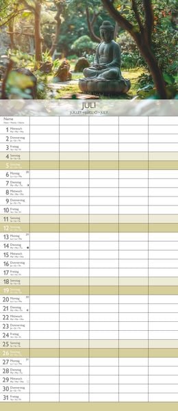 Produktbild: Familienplaner Zen 2026 - Familien-Timer 19,5x45 cm - 5 Spalten - Wand-Planer - viel Platz für Eintragungen - Familienkalender - Alpha Edition