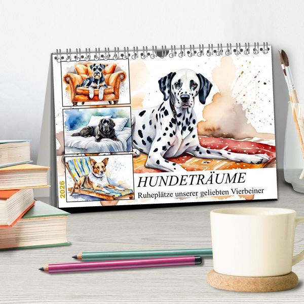 Produktbild: Hundetr&auml;ume (Tischkalender 2026 DIN A5 quer), CALVENDO Monatskalender