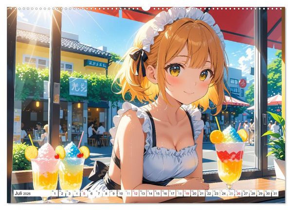 Produktbild: Manga Caf&eacute; Tr&auml;ume - Kawaii Anime-Kalender voller s&uuml;&szlig;er Momente (hochwertiger Premium Wandkalender 2026 DIN A2 quer), Kunstdruck in Hochglanz