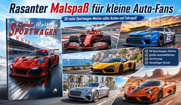 Produktbild: Auto Malbuch f&uuml;r Kinder ab 6 Jahren - Coole Sportwagen