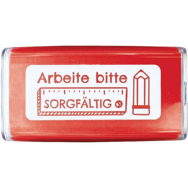 Produktbild: COLOP NIO School Motivations-Stempel, arbeite bitte sorgf&auml;ltig, Abdruckfarbe brave red, 38 x 14mm