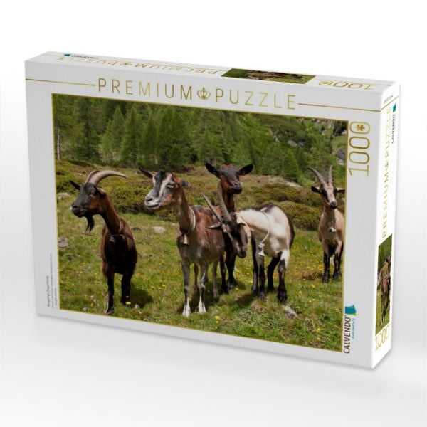 Produktbild: CALVENDO Puzzle Neugierige Ziegenherde | 1000 Teile Lege-Gr&ouml;&szlig;e 64x48cm Foto-Puzzle f&uuml;r gl&uuml;ckliche Stunden