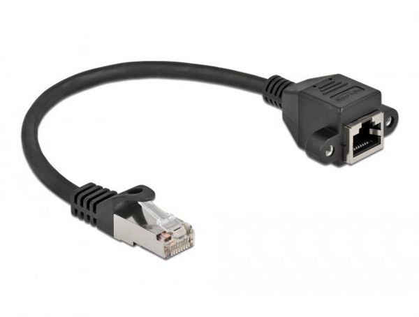 Produktbild: Delock 86998 RJ45 Patchkabel CAT 6a S/FTP 0.25m Schwarz 1St.