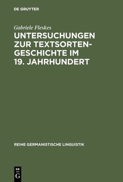 Produktbild: Untersuchungen zur Textsortengeschichte im 19. Jahrhundert