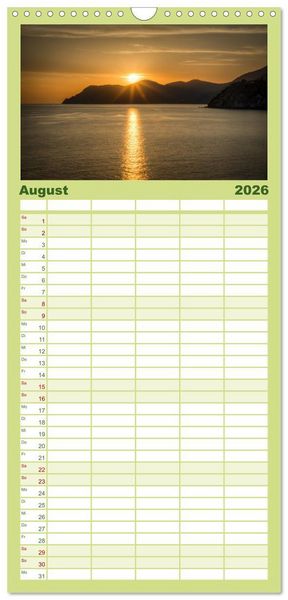 Produktbild: Familienplaner 2026 - Italienische Riviera Cinque Terre mit 5 Spalten (Wandkalender, 21 x 45 cm) CALVENDO