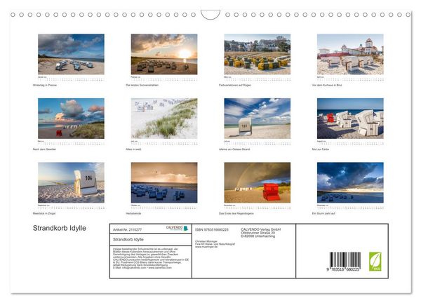 Produktbild: Strandkorb Idylle (Wandkalender 2026 DIN A3 quer), CALVENDO Monatskalender