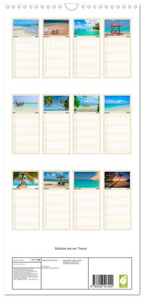 Produktbild: Familienplaner 2026 - Str&auml;nde wie ein Traum mit 5 Spalten (Wandkalender, 21 x 45 cm) CALVENDO