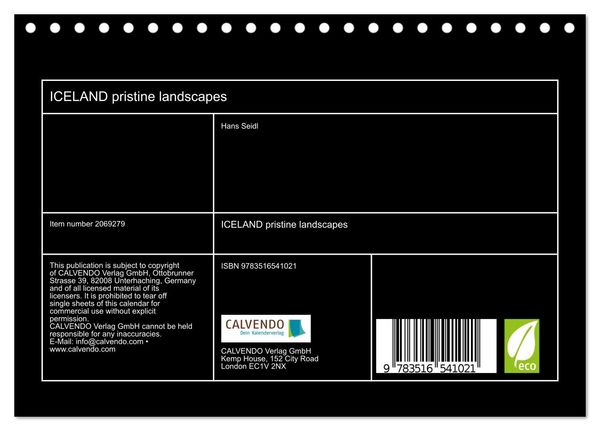 Produktbild: ICELAND pristine landscapes (Desk Calendar 2026 DIN A5 landscape), CALVENDO 12 Month DeskCalendar