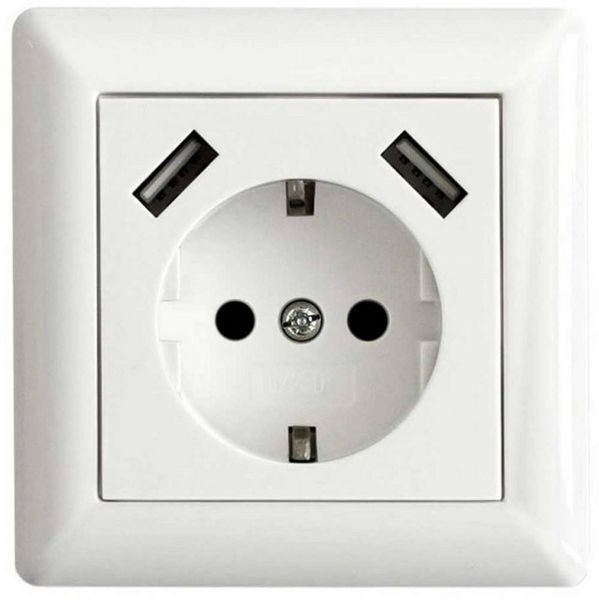 Produktbild: LEDmaxx 106648 1fach Unterputz-Steckdose mit USB, erh&ouml;hter Ber&uuml;hrungsschutz Wei&szlig;