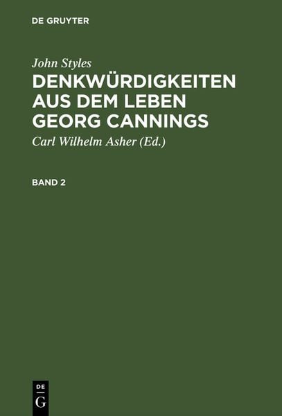 Produktbild: Denkw&uuml;rdigkeiten aus dem Leben Georg Cannings. Band 2