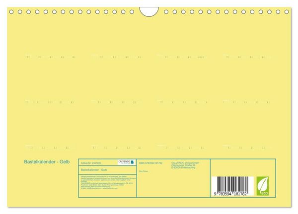 Produktbild: Bastelkalender - Gelb (Wandkalender 2027 DIN A4 quer), CALVENDO Monatskalender