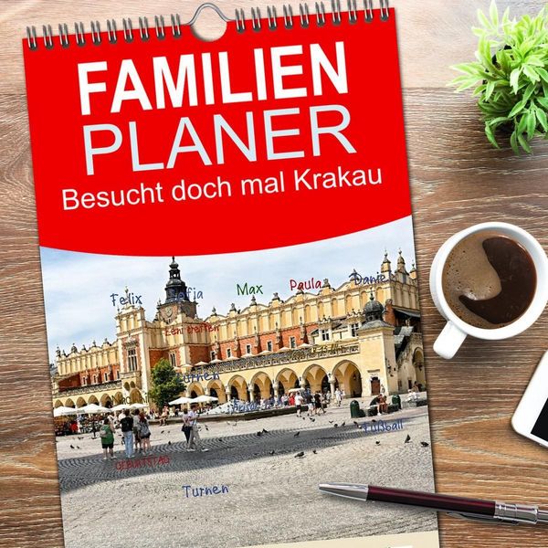 Produktbild: Familienplaner 2026 - Besucht doch mal Krakau mit 5 Spalten (Wandkalender, 21 x 45 cm) CALVENDO