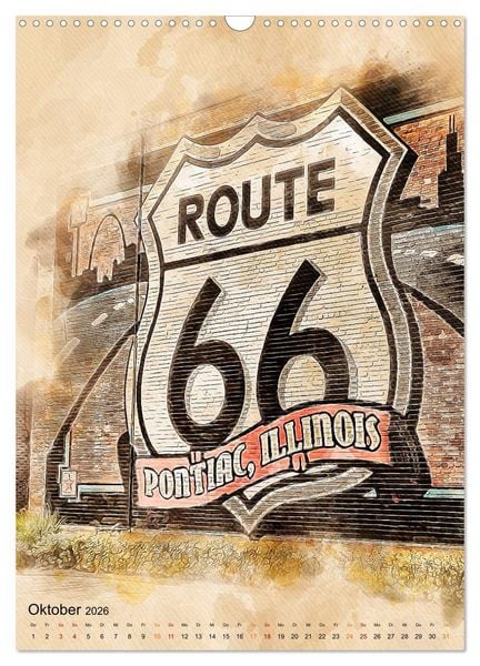 Produktbild: Route 66 - 2451 Meilen (Wandkalender 2026 DIN A3 hoch), CALVENDO Monatskalender