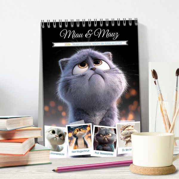 Produktbild: Miau & Mauz (Tischkalender 2026 DIN A5 hoch), CALVENDO Monatskalender