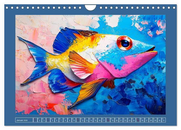 Produktbild: Bunte Fische im &Ouml;lgem&auml;lde-Stil. Zuhause in den Meerestiefen (Wandkalender 2026 DIN A4 quer), CALVENDO Monatskalender