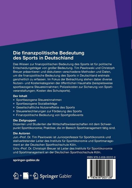 Produktbild: Die finanzpolitische Bedeutung des Sports in Deutschland