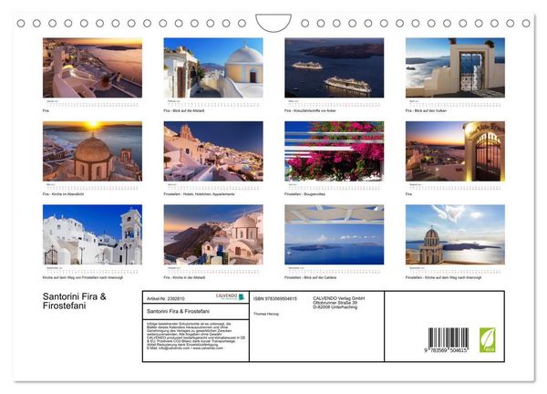 Produktbild: Santorini Fira & Firostefani (Wandkalender 2027 DIN A4 quer), CALVENDO Monatskalender