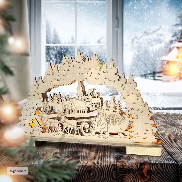 Produktbild: HTI-Living Schwibbogen Weihnachtsschlitten Schwibbogen Weihnachtsschlitten
