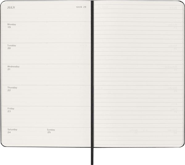 Produktbild: Moleskine 18 Monate Wochen Notizkalender 2026/2027, L/A5, 1 Wo = 1 Seite, Rechts linierte Seite, Fester Einband, Schwarz
