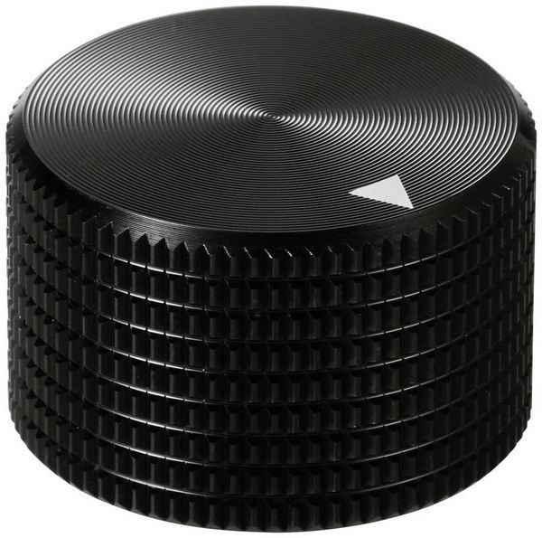 Produktbild: TRU COMPONENTS TC-11613808 Drehknopf mit Knopfmarkierung Schwarz (&Oslash; x H) 25 mm x 16 mm Aluminium 1 St.