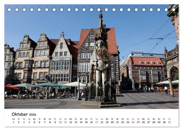 Produktbild: Bremen - Die Hansestadt an der Weser (Tischkalender 2026 DIN A5 quer), CALVENDO Monatskalender