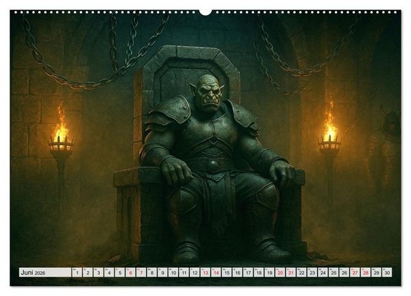 Produktbild: Erbe der Orks. Feuer und Schatten (hochwertiger Premium Wandkalender 2026 DIN A2 quer), Kunstdruck in Hochglanz