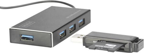 Produktbild: Digitus DA-70240-1 USB-Hub 4 Port USB-A USB 3.0 5 GBit/s mit Aluminiumgeh&auml;use Schwarz DA-70240-1