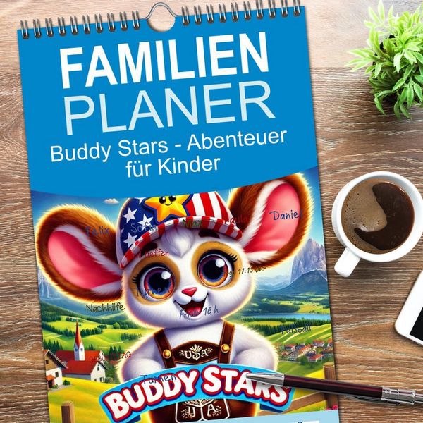 Produktbild: Familienplaner 2026 - Buddy Stars - Abenteuer f&uuml;r Kinder mit 5 Spalten (Wandkalender, 21 x 45 cm) CALVENDO