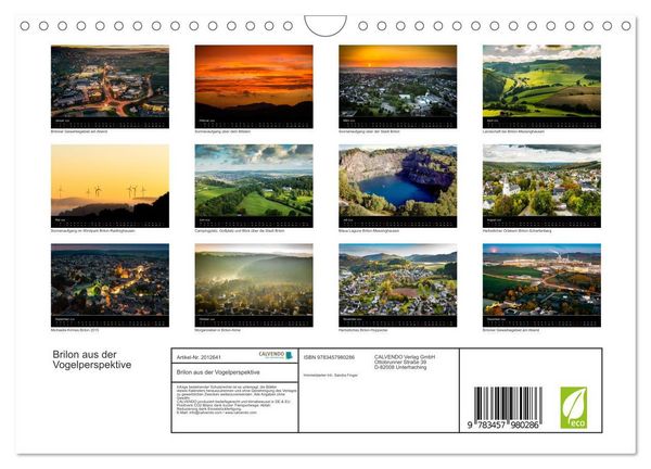 Produktbild: Brilon aus der Vogelperspektive (Wandkalender 2026 DIN A4 quer), CALVENDO Monatskalender