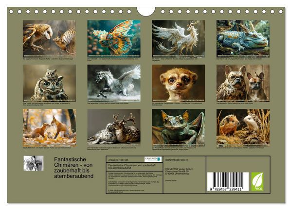 Produktbild: Fantastische Chim&auml;ren - von zauberhaft bis atemberaubend (Wandkalender 2026 DIN A4 quer), CALVENDO Monatskalender