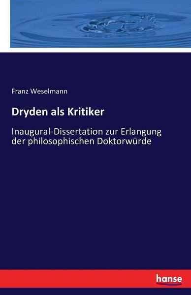 Produktbild: Dryden als Kritiker