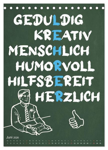 Produktbild: Coole Lehrerspr&uuml;che (Tischkalender 2026 DIN A5 hoch), CALVENDO Monatskalender