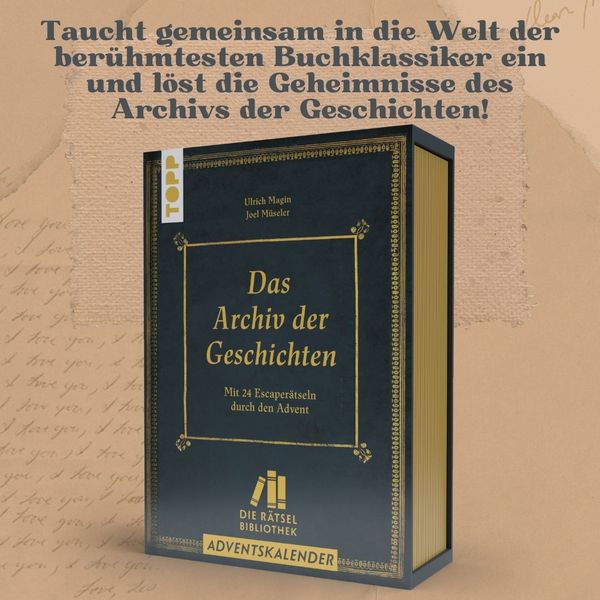 Produktbild: Die R&auml;tselbibliothek. Adventskalender &ndash; Das Archiv der Geschichten: Mit 24 Escape-R&auml;tseln durch den Advent