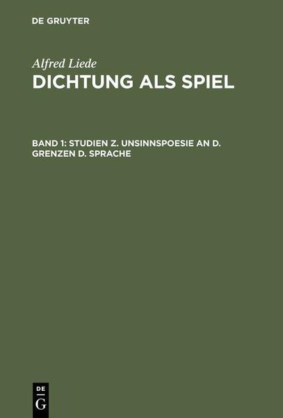 Produktbild: Studien z. Unsinnspoesie an d. Grenzen d. Sprache