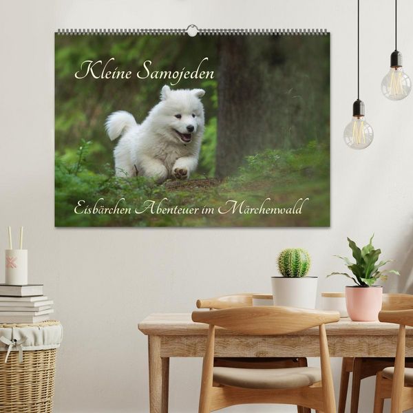 Produktbild: Kleine Samojeden - Eisb&auml;rchen Abenteuer im M&auml;rchenwald (Wandkalender 2026 DIN A2 quer), CALVENDO Monatskalender