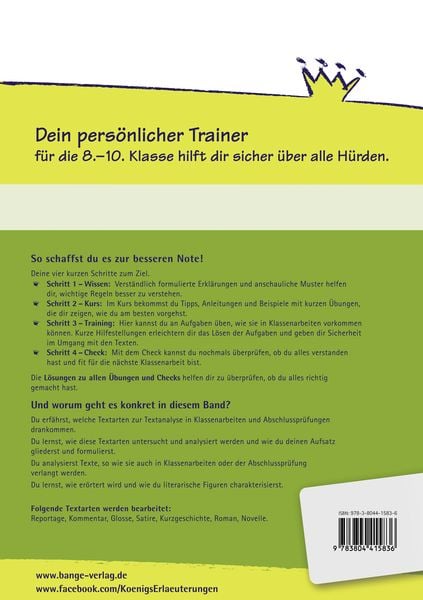 Texte analysieren und verfassen – Klasse 8-10 – Deutsch