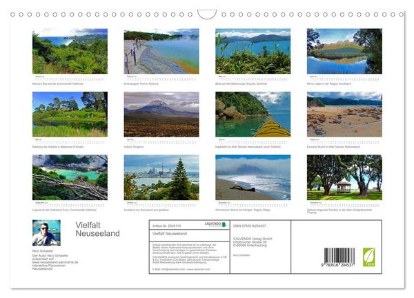 Produktbild: Vielfalt Neuseeland (Wandkalender 2026 DIN A3 quer), CALVENDO Monatskalender