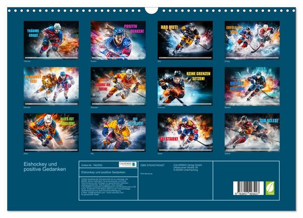 Produktbild: Eishockey und positive Gedanken (Wandkalender 2026 DIN A3 quer), CALVENDO Monatskalender
