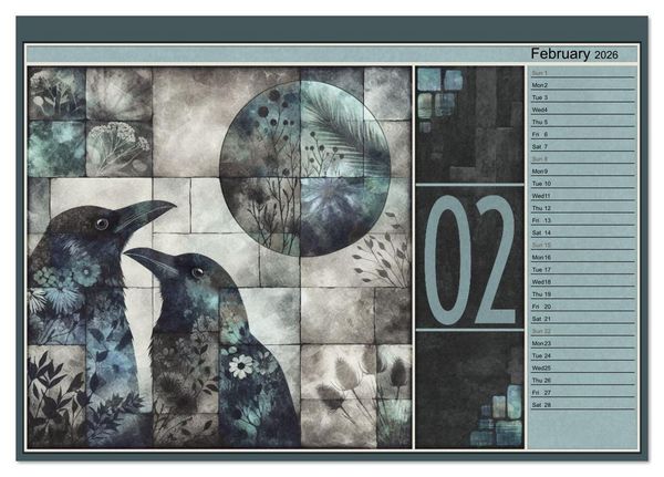 Produktbild: Crows. Shades of the Unseen. Art. (Desk Calendar 2026 DIN A5 landscape), CALVENDO 12 Month DeskCalendar