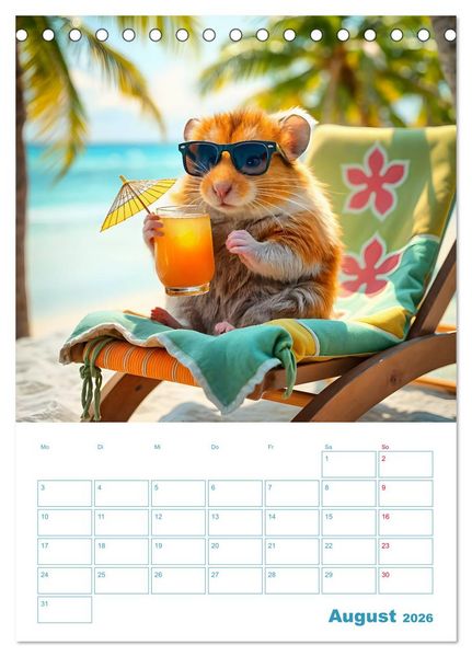 Produktbild: Holiday Hamster - Urlaubsfeeling pur mit sonnigen KI Hamstern (Tischkalender 2026 DIN A5 hoch), CALVENDO Monatskalender
