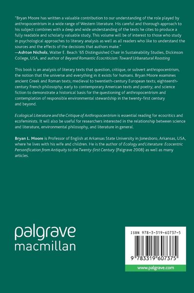 Produktbild: Ecological Literature and the Critique of Anthropocentrism