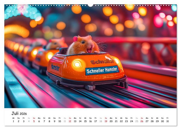 Produktbild: Hamster im Freizeitpark - Lustiger Kalender mit Jahrmarkt-Motiven (hochwertiger Premium Wandkalender 2026 DIN A2 quer), Kunstdruck in Hochglanz