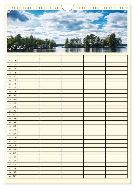 Produktbild: Urlaubsparadiese - Familienplaner (Wandkalender 2026 DIN A4 hoch), CALVENDO Monatskalender