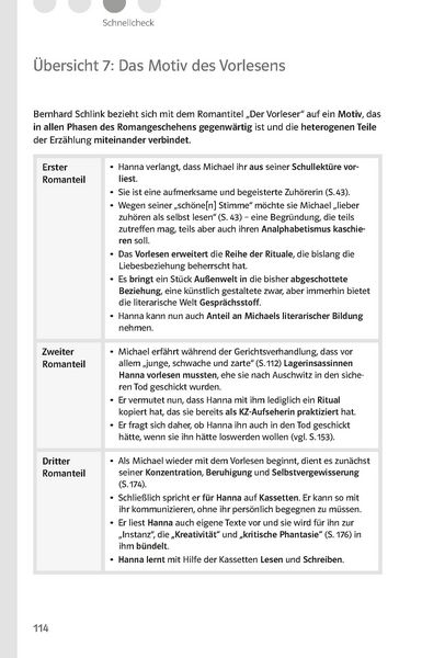 Produktbild: Lekt&uuml;rehilfen Bernhard Schlink "Der Vorleser"