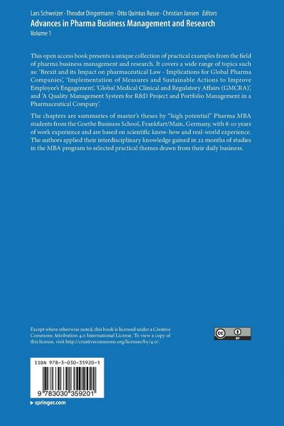 Produktbild: Advances in Pharma Business Management and Research