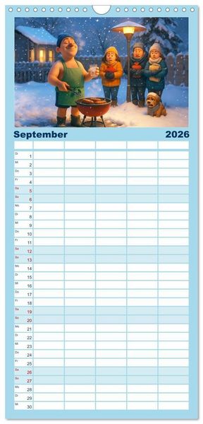 Produktbild: Familienplaner 2026 - K&auml;lteanbeter mit 5 Spalten (Wandkalender, 21 x 45 cm) CALVENDO