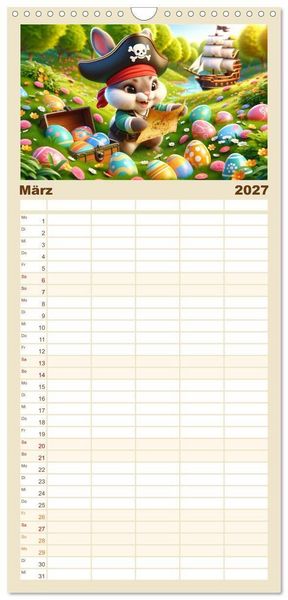 Produktbild: Familienplaner 2027 - Kleine Piraten, Gro&szlig;e Tr&auml;ume" - Ein Kalender f&uuml;r junge Entdecker mit 5 Spalten (Wandkalender, 21 x 45 cm) CALVENDO