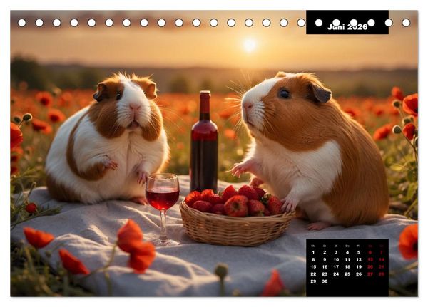 Produktbild: Meerschweinchen mal anders! (Tischkalender 2026 DIN A5 quer), CALVENDO Monatskalender