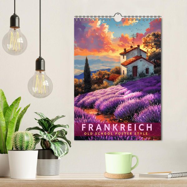 Produktbild: Frankreich - Old School Poster Style (Wandkalender 2026 DIN A4 hoch), CALVENDO Monatskalender