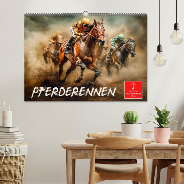 Produktbild: Pferderennen (Wandkalender 2026 DIN A2 quer), CALVENDO Monatskalender